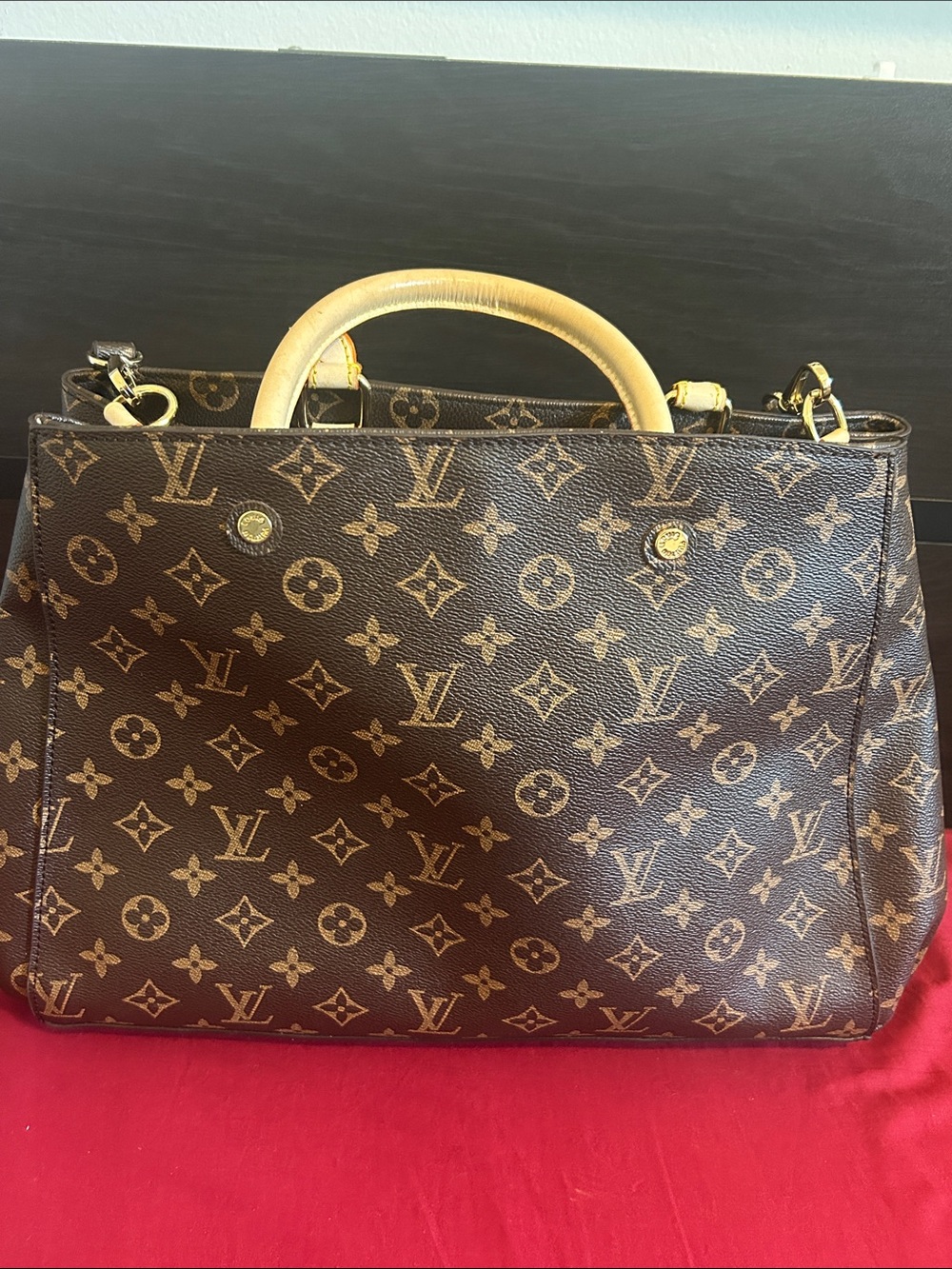 Louis Vuitton Brown Monogram Canvas Satchel with Natural Vachetta Handles